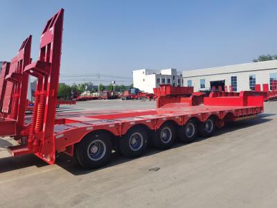 China 13M 50Tons Loader Heavy Duty  Lowboy Semi Trailer For Transporting Excavator Gooseneck 3 Axles Low bed for sale