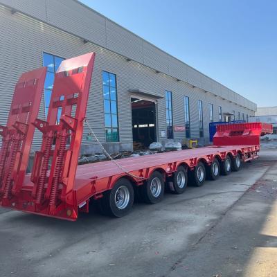 China Long Lasting LED Lighting Drop Deck Trailer With 28 Tons Two Speed Landing Gear for sale