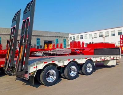 Chine 28 Tons Two Speed Landing Gear Low Bed Semi Trailer For Heavy Duty Transportation à vendre