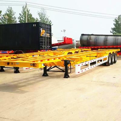 China JOST Landing Gear Skeleton Container Semi Trailer With 4/6/8 Sets T30/30 Chamber en venta