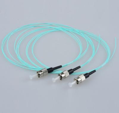 China FC/UPC multimode OM3 50/125 Simplex 0.9mm aqua LSZH fiber optic pigtail for sale