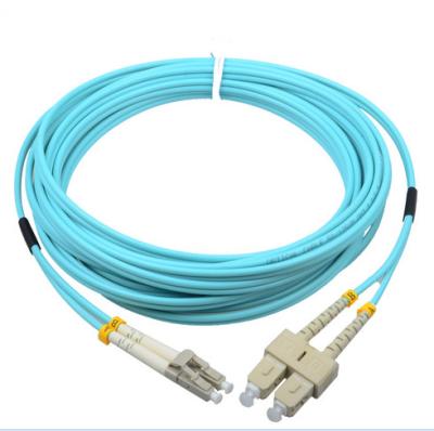 China Corning cable SC/PC-LC/PC OM3 50/125 2.0mm aqua fiber optic hybrid jumper for sale
