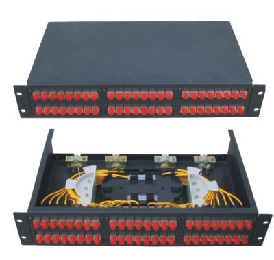 China 19 inch size Fixed type Rack-mount ODF Fiber Optic Patch Panel in black color cold-rolling steel sheet for sale