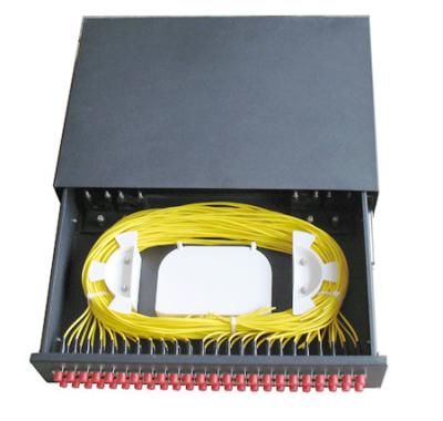 China 48 ports Slidable type Rack Mounted terminal box ODF black cold rolling steel sheet with FC/UPC adapter for sale