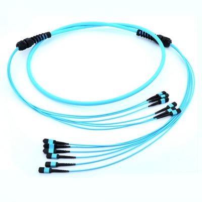 China los productos MPO del cordón de remiendo del mtp del mpo MPO a MPO OM3 72 quitan el corazón a la fibra de corning del cable de la aguamarina en venta