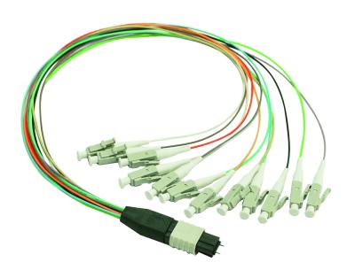 China 0.9mm 12 Cores MPO To LC MM Fanout Fiber Patch Cord for sale