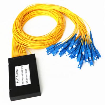 China PLC 1×32 Fiber Optic Splitter ABS material SC connector 3.0mm diameter G657A1 fiber yellow cable for sale