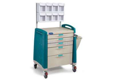 China ABS Material Five Drawers Anesthesia Cart for sale