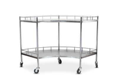 China Medical Stainless Steel 304 Fan Shape Instrument Trolley On Casters for sale