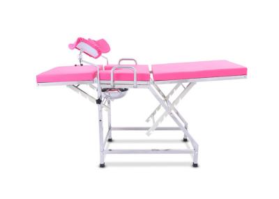 China Tablas ginecológicas del examen médico del acero inoxidable, silla portátil rosada del examen en venta