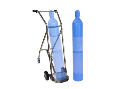 China Hospital Stainless Steel Double Feet Oxygen Cylinder Trolley For Medical Center for sale