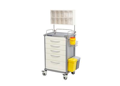 China Deluxe Medical Medication Trolleys , Adjustable Nursing Cart for sale