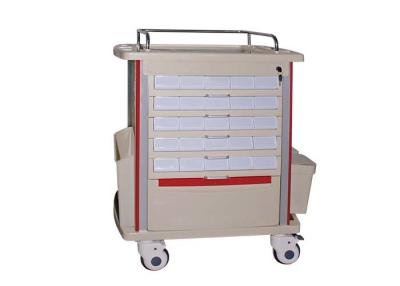 China Double Sided Trays Medical TrolleysEquipment Cart With Aluminum Columns for sale