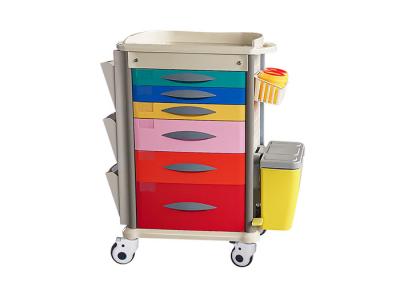 China All Drawers Design ABS Hospital Trolley With Defibrillator shelf for sale