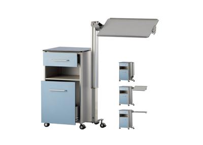 China ABS Mobile Medical Bedside Cabinet On Wheels With Tilting Table for sale