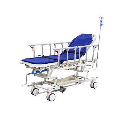 China Height Adjustable Manual Medical Emergency Stretcher Trolley For Patient for sale
