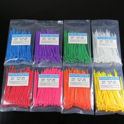 China 100pcs packed colored soft releasable self -locking type plastic cable Ties nylon zip ties for sale