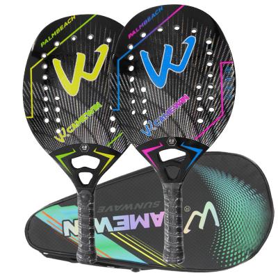 China 3K Carbon Fiber Beach Tennis Racket Rough Surface Soft Interlayer Racquet with Protective Bag for sale