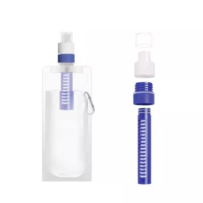 China Outdoor Survival Portable Foldable Water Purifier Bottle Water Filter Bottle For Camping Hiking for sale