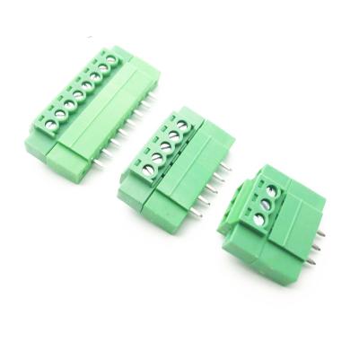 China 3.81mm Pitch PCB Screw Terminal Blocks Plug + Straight Angle Pin Header with Flange for sale