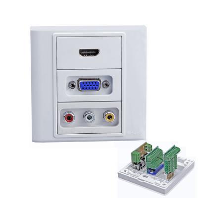 China VGA HDMI Audio RCA Faceplate Wall Plate Outlet Terminal Block Socket Panel for sale