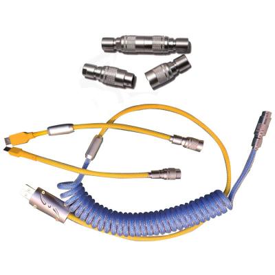 China Mechanical Keyboard Cable Coiled YC8 Aviation Connector Coupling USB Type-C Interface for sale