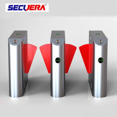 China Single lane Stainless Steel Gate access control turnstile system Fingerprint RFID card reader flap barrier for sale