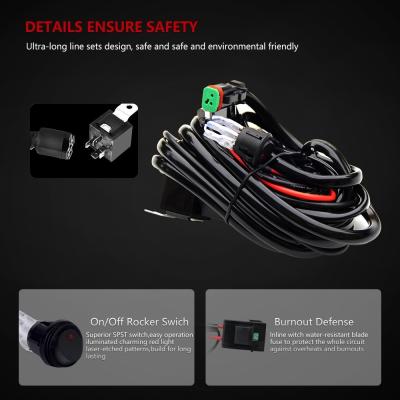 China One control one two Waterproof Led Work Light DT Connector Wiring unit Offroad Truck Led Light Bar Wire Harness for sale