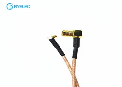 China Bulkhead Mount Rf Pigtail Cable Mmcx Right Angle Male Plug To Smb Female Jack for sale