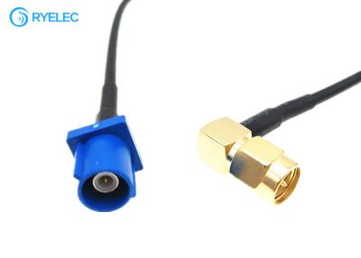 China RG174 Fakra a la asamblea de cable coaxial de ángulo recto del RF del conector macho de SMA en venta