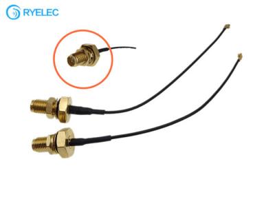 China Rp Sma Female Bulkhead Mount To IPX U.Fl Female Mini Connector 1.32mm Pigtail Cable for sale