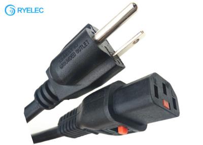 China USA Standard 3- Prong Plug Nema 5-15P To IEC 320 C13 With Lock AC Power Cord 16AWG Cable for sale