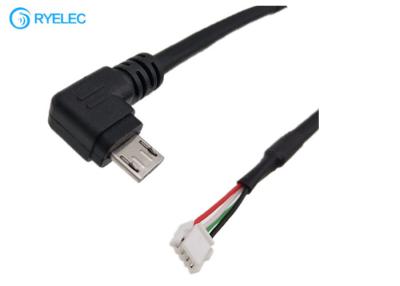China Varón micro del ángulo izquierdo el 10cm negro de encargo USB a JST GH-04 V-S Connector Power Cable en venta