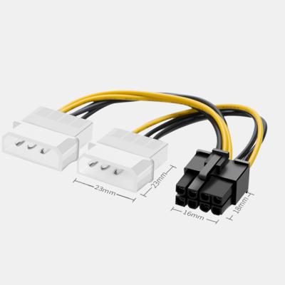 China Dual 4 Pin Molex To 8 Pin Pcie Power Cable For Video Graphics Card for sale