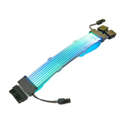 China PciE Atx 18 cabos de Pin Synchronized Straight Rgb Sleeved Pcie do dobro 8 Calibre de diâmetro de fios à venda