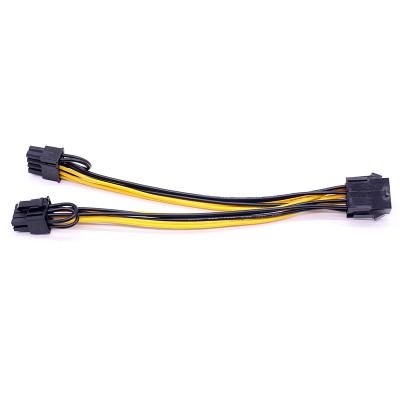 China yellow black PciE  Dual 8pin Gpu Video Card Power Cable Wire for sale