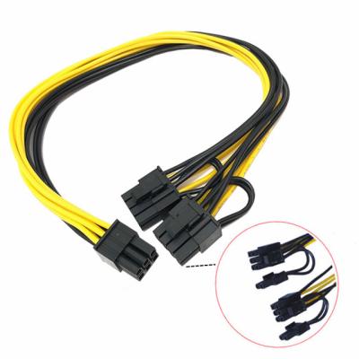 China Pcie 6pin Male To Dual 8pin Male Gpu Power Cable Splitter 18awg 100MM 20CM for sale