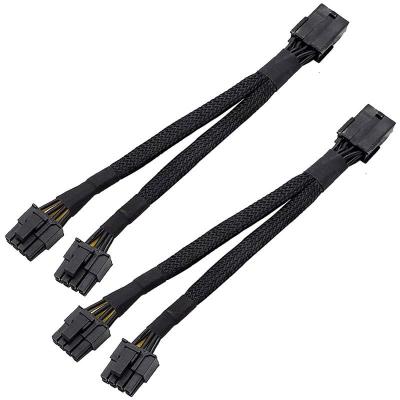 China Pcie 8 Pin Female To Dual 8pin  Sleeved Shielded Pcie GPU  Minig Power Cable for sale