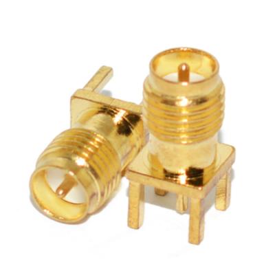 China RP SMA Female Converter Through Hole Gold Plated RF Antenna Connector  For Pcb Mount for sale