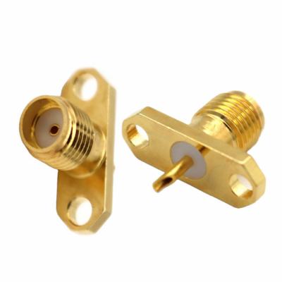 China SMA Connector Rf Jack Female Socket 50 Ohm Through Two Hole Solder PCB Adapter for sale