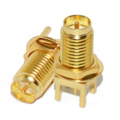 China RP SMA Female Thru Hole PCB Mount Bulkhead Straight Version RF Coaxial Converter Connector for sale