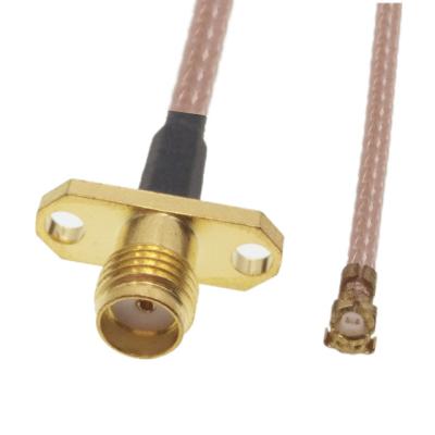 China U.FL IPEX1 Female To SMA Female 2 Hole Flange Panel Mount RG178 Pigtail Coaxial Cable for sale