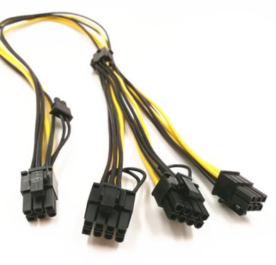 China 6 pCIE Pin Male Connector To Duals 6+2 Pin Male Connector Stromkabel zu verkaufen
