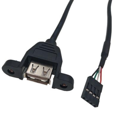 China USB2.0 Main Board 4pin 2.54mm Dupont To Usb2.0 Female Usb Panel Mount Cable for sale