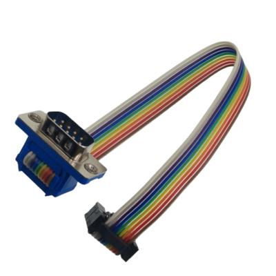 China Conjunto secundário de D DB9 9 Pin Male To IDC 2.54mm 10 Pin Multicolor Flat Ribbon Cable à venda