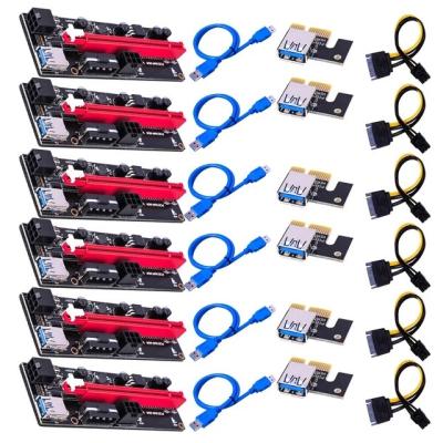 China VER 009S PCI-E Riser 1X To 16X Graphics Extension Mining Powered Riser 6pin To 6 2pin for sale