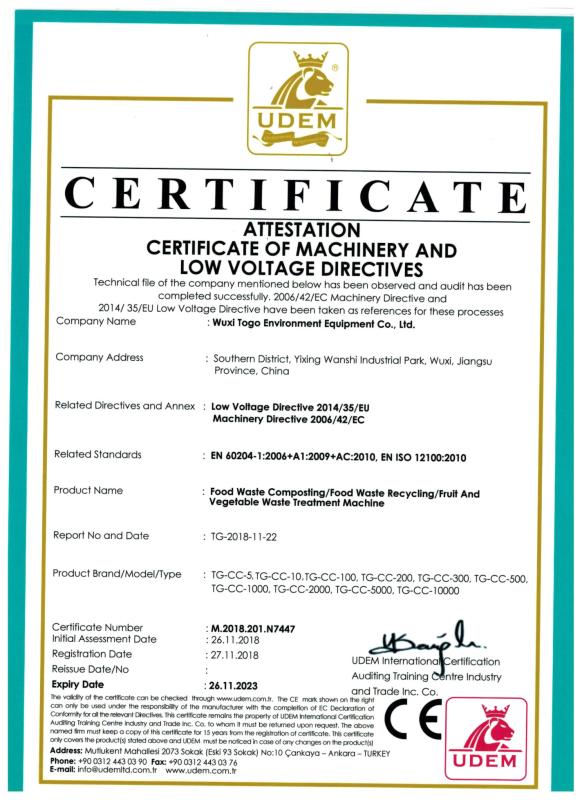 CE - WuXi TOGO Environment Equipment Co., Ltd.
