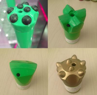 China Ballictic / Spherical Green Rock Button Drill Bit 4 / 7 Buttons 51mm for Granite for sale