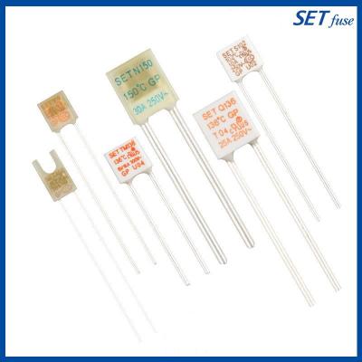 China SET Series Thermal Fuse 25A 250V 130℃ SET Radial Alloy Type Fuse Square Box Fuse for sale