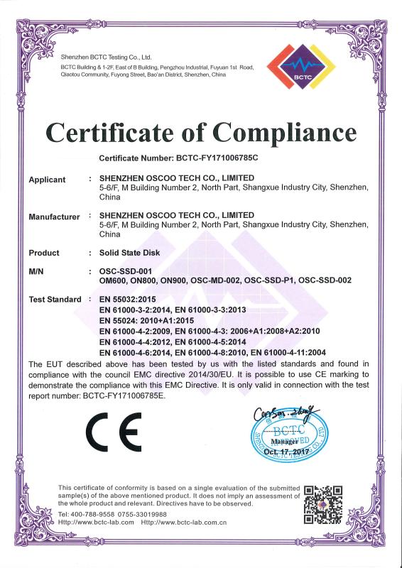 CE - Shenzhen Oscoo Tech Co., Limited